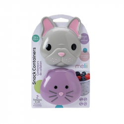 Σετ 2 δοχείων για σνακ Melii Bulldog & Cat 232 ml