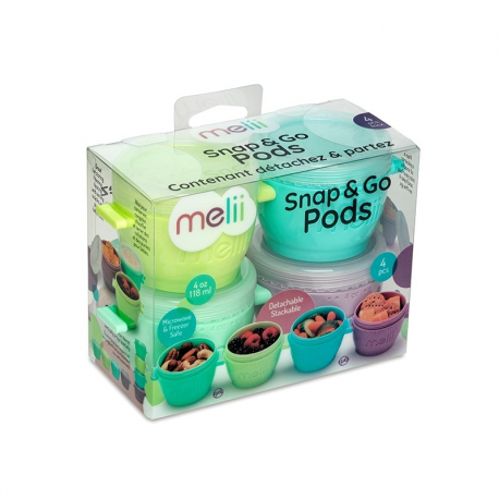 Στοιβαζόμενα δοχεία φαγητού Melii Snap and Go 118 ml σετ των 4