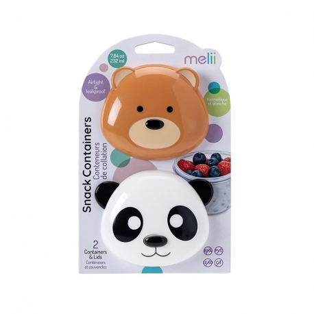 Σετ 2 δοχείων για σνακ Melii Bear &amp; Panda 232 ml