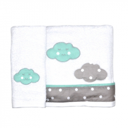 Σετ πετσέτες μπάνιου και χεριών Baby Star Σύννεφο Μέντα