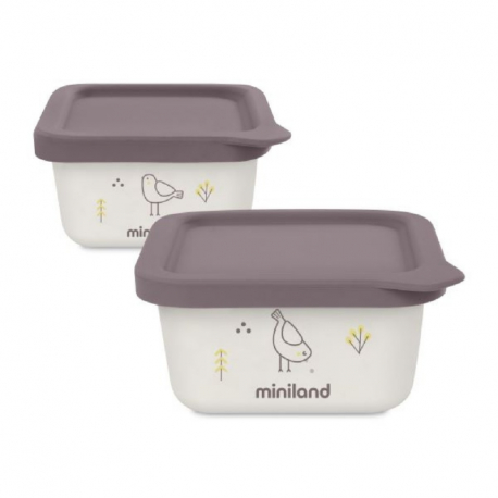 Δοχεία φαγητού Miniland Naturset chick 400 ml, σετ των 2