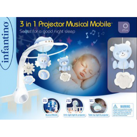 Μουσικό κρεμαστό - προβολέας Infantino® 3-in-1 Projector Musical Mobile Blue