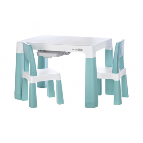 Πλαστικό παιδικό τραπεζάκι με 2 καρέκλες FreeON® Neo White/Mint