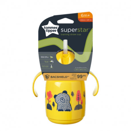 Εκπαιδευτικό κύπελο Tommee Tippee Training Straw με καλαμάκι Yellow 300ml