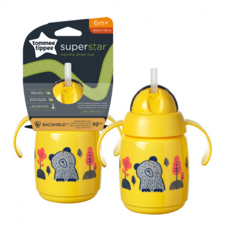 Εκπαιδευτικό κύπελο Tommee Tippee Training Straw με καλαμάκι Yellow 300ml