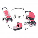 Καροτσάκι και port-bebe κούκλας 3 σε 1 Smoby Maxi Cosi & Quinny Pink