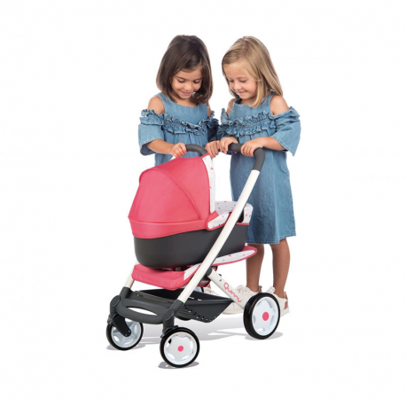 Καροτσάκι και port-bebe κούκλας 3 σε 1 Smoby Maxi Cosi &amp; Quinny Pink