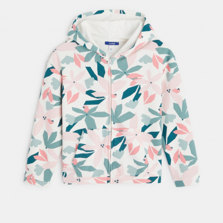 Okaidi Sweat palmiers zippe a capuche vert fille
