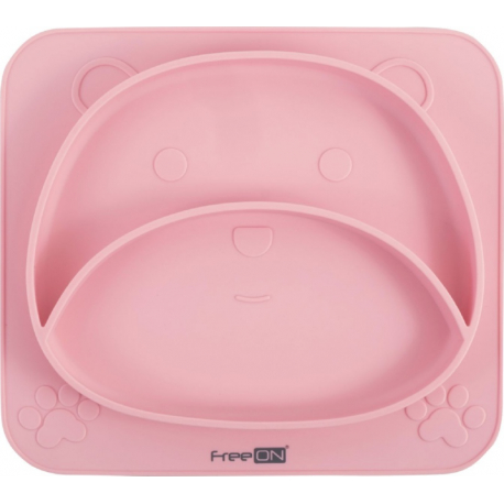 FreeON® Πιάτο σιλικόνης Teddy bear Pink