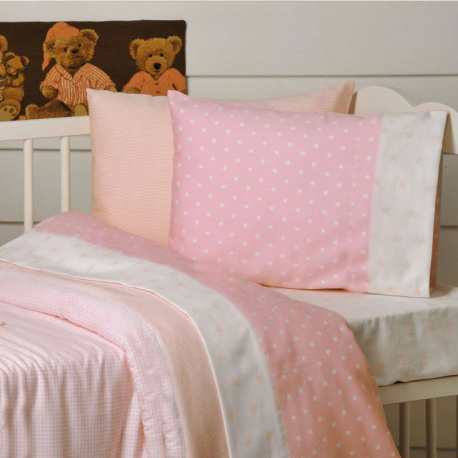 Πάνα DOWN TOWN BABY Star White - Pink 80 x 80 cm