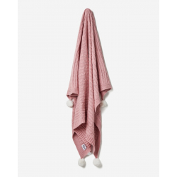 Κουβέρτα αγκαλιάς πλεκτή Ήρα Cable Ροζ 80x100 cm