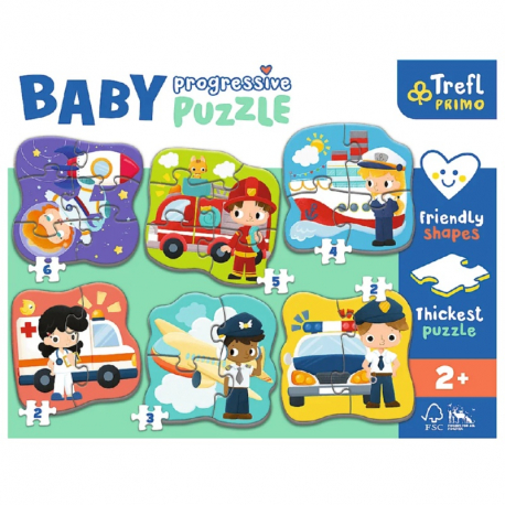 Εξελικτικό παζλ Trefl Puzzle Baby Progressive - Professions and vehicles