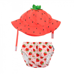 Σετ πάνα - μαγιό και καπέλο Zoocchini™ Strawberry 6-12 μηνών