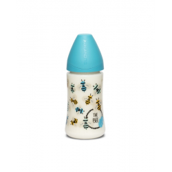 Suavinex μπιμπερό Bee Blue με θηλή Round ρυθμιζόμενης ροής 270ml 0m+ (1τμχ)