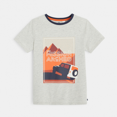 Okaidi T-shirt jersey flamme archeologue orange garcon