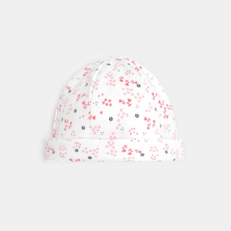 Obaibi Bonnet jersey imprime fleuri rose bebe fille
