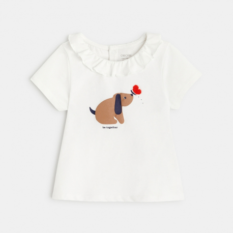 Obaibi T-shirt col volante chien