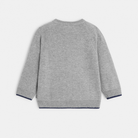 Obaibi Pull maille patch ours polaire gris bebe garcon