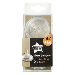 Θηλές Tommee Tippee Closer to nature γρήγορης ροής 6Μ+, σετ των 2