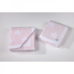 Κουβέρτα λίκνου DOWN TOWN BABY Star Pink - White 75 x 105 cm