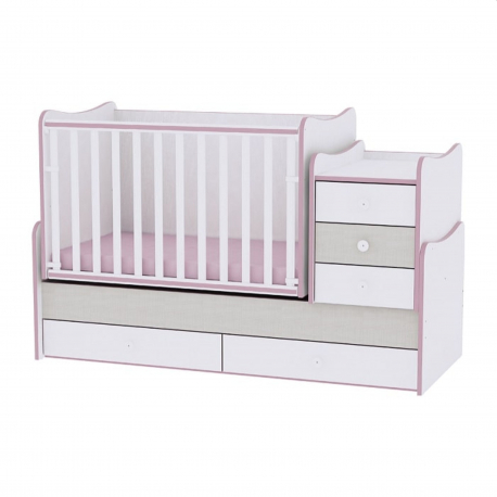 Πολυμορφικό κρεβάτι LoreLLi® Maxi Plus White - Crossline Pink
