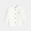 Obaibi Chemise coton fantaisie feuilles blanche bebe garcon