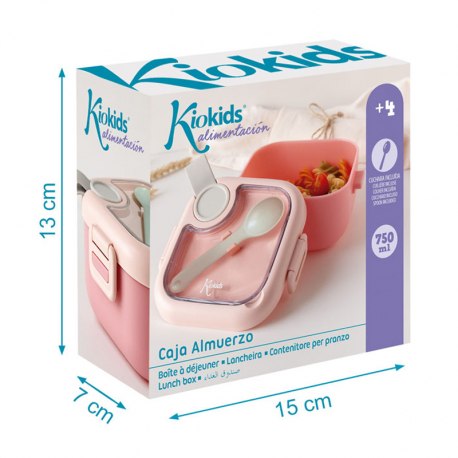 Ταπεράκι φαγητού Kiokids® με κουταλάκι Ροζ 750ml