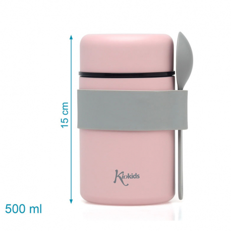 Θερμός φαγητού Kiokids® με κουταλάκι 500ml Ροζ