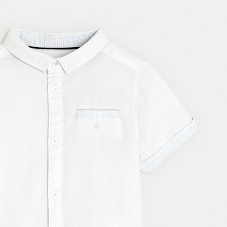Obaibi Chemise maille fantaisie finitions rayΓ©es blanche bΓ©bΓ© garΓ§on