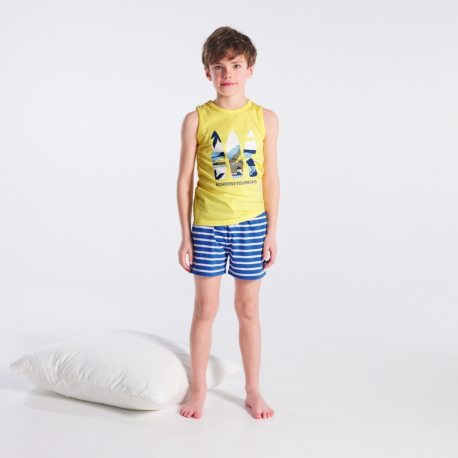 Okaidi Pyjama short en jersey jaune garcon