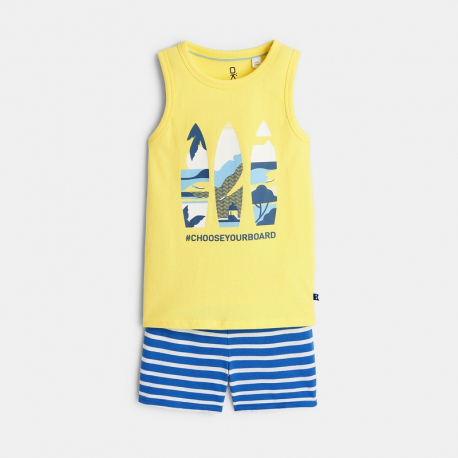 Okaidi Pyjama short en jersey jaune garcon