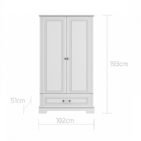 Ντουλάπα 2 φύλλων 193 cm Bellamy Ines Elegant White