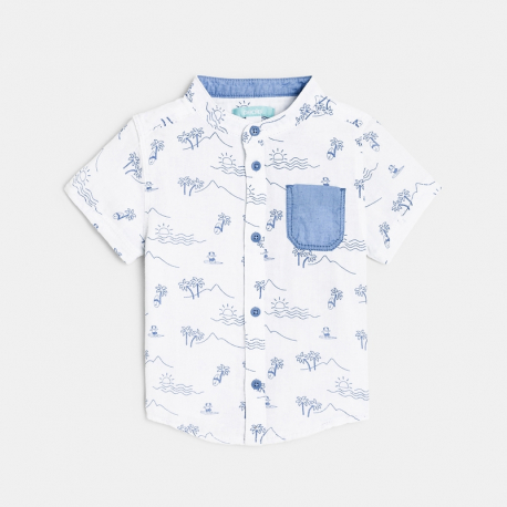 Obaibi Chemise imprimΓ©e petit col blanche bΓ©bΓ© garΓ§on