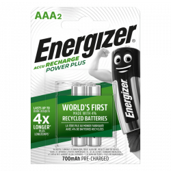 Επαναφορτιζόμενες μπαταρίες Energizer® Power Plus AAA, σετ των 2