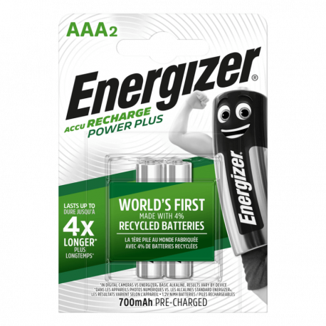 Επαναφορτιζόμενες μπαταρίες Energizer® Power Plus AAA, σετ των 2