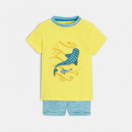 Obaibi T-shirt requins et short micro-rayures bleu bΓ©bΓ© garΓ§on