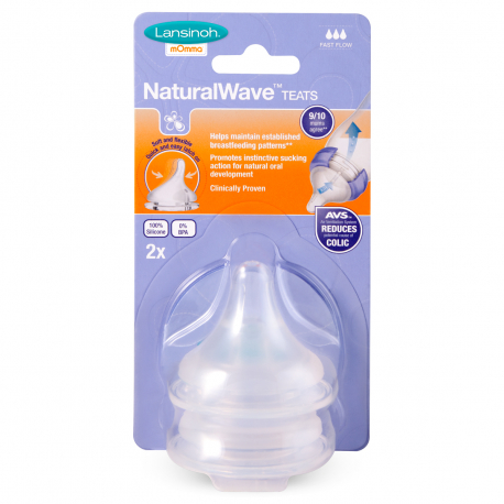 Lansinoh® Θηλές μεγάλης ροής NaturalWave® 6m+, σετ των 2