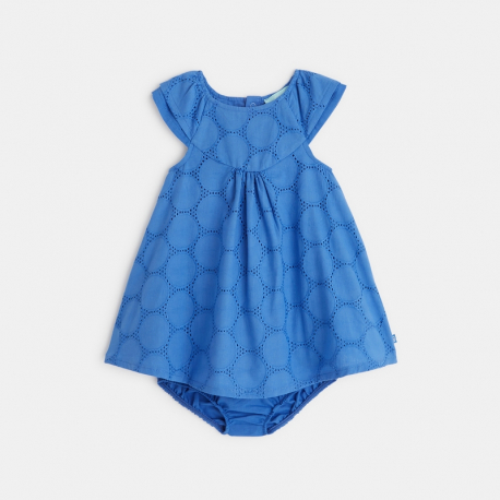 Obaibi Robe broderie anglaise et bloomer bleue bebe fille