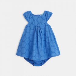 Obaibi Robe broderie anglaise et bloomer bleue bebe fille