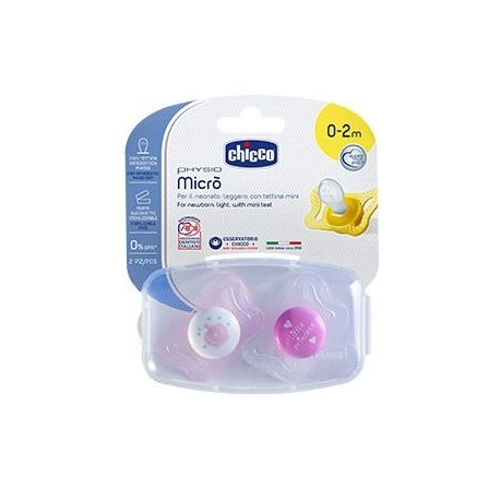 Πιπίλα Chicco Physio Micro 0-2m Κορίτσι, σετ των 2