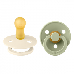 Πιπίλες Bibs® Colour Ivory/Sage Στρογγυλή No1, σετ των 2