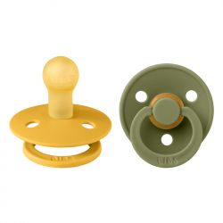 Πιπίλες Bibs® Colour Honey/Olive Στρογγυλή No1, σετ των 2