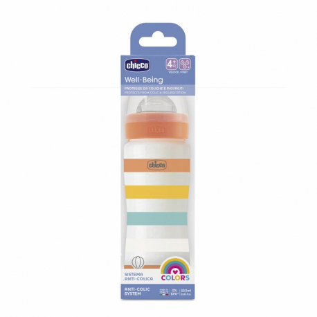 Πλαστικό μπιμπερό Chicco Well Being Unisex 330 ml 4m+ (1τμχ)