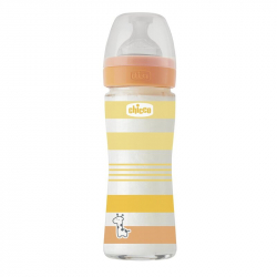 Γυάλινο μπιμπερό Chicco Well Being Unisex 240 ml 0m+ (1τμχ)