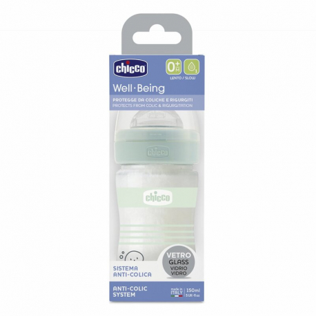 Γυάλινο μπιμπερό Chicco Well Being Unisex 150 ml 0m+ (1τμχ)
