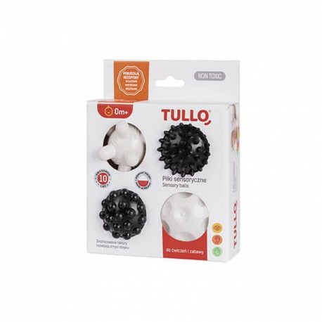 Παιχνίδι αισθήσεων Tullo® Black &amp; White Sensory Balls, σετ των 4