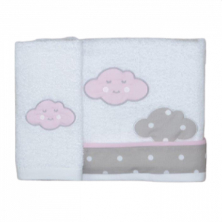 Σετ πετσέτες μπάνιου και χεριών Baby Star Σύννεφο Ροζ
