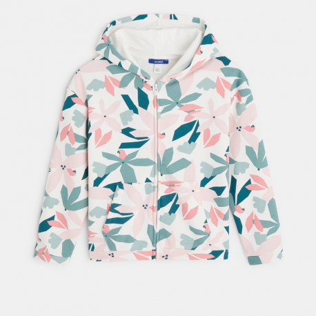 Okaidi Sweat palmiers zippe a capuche vert fille