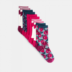 Okaidi Κάλτσες με μοτίφ και μονόχρωμες (σετ των 5) ροζ για κορίτσια