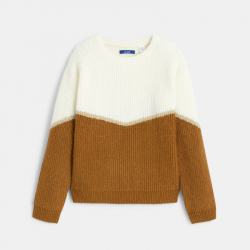 Okaidi Κοριτσίστικο πουλόβερ με εκρού και καφέ ραβδώσεις